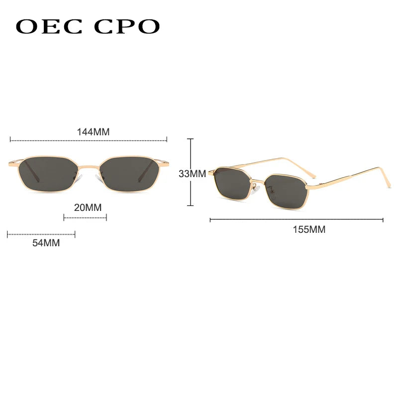 OEC CPO Small Square Sunglasse Women Men Brand Steampunk Metal Frame Sunglasses Men Retro Glasses UV400 Eyeglasses O949