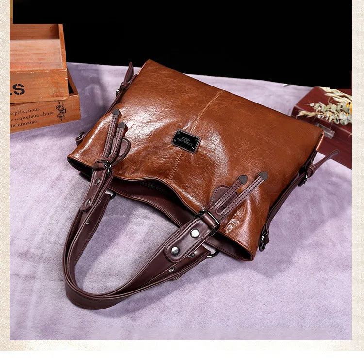 2024 New Fashion Casual Tote Bag Women Handbags Soft Leather Shoulder Bags Vintage Big Capacity Crossbody Hand Bag For Ladies