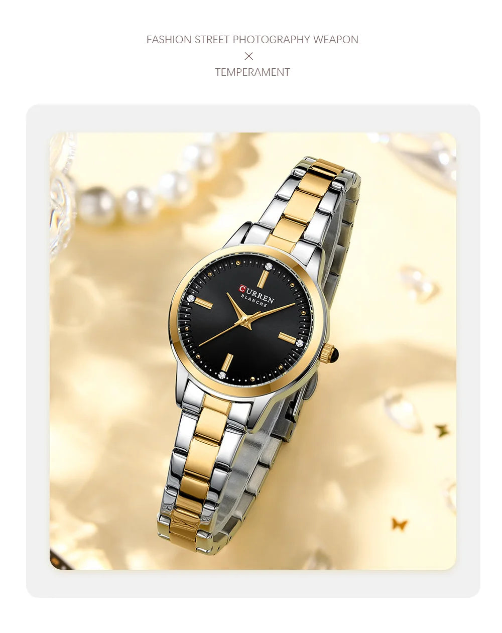 CURREN Original Quartz Watch for Women Fashion Elegant Ladies Watches Stainless Steel Waterproof Women's Wristwatch