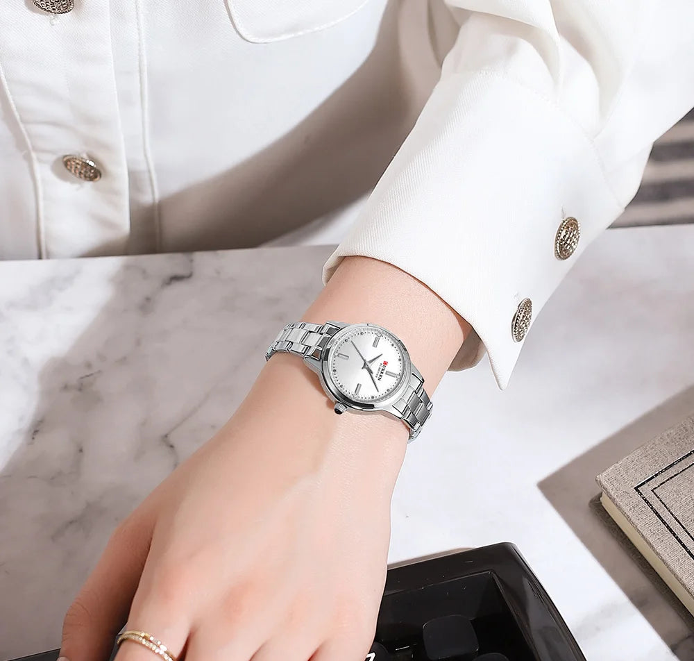 CURREN Original Quartz Watch for Women Fashion Elegant Ladies Watches Stainless Steel Waterproof Women's Wristwatch