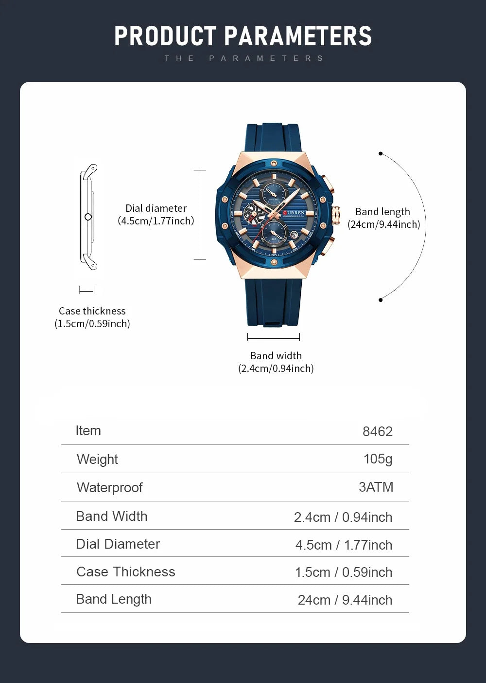 CURREN Fashionable Sports Multifunctional Chronograph Quartz Watch with Silicone Strap Creative Design Dial Luminous Hands