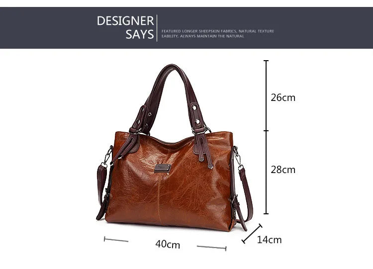 2024 New Fashion Casual Tote Bag Women Handbags Soft Leather Shoulder Bags Vintage Big Capacity Crossbody Hand Bag For Ladies