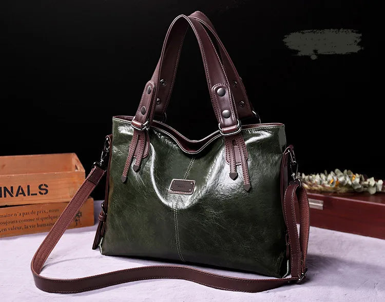 2024 New Fashion Casual Tote Bag Women Handbags Soft Leather Shoulder Bags Vintage Big Capacity Crossbody Hand Bag For Ladies