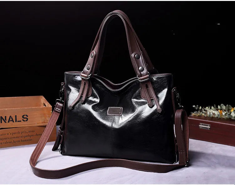 2024 New Fashion Casual Tote Bag Women Handbags Soft Leather Shoulder Bags Vintage Big Capacity Crossbody Hand Bag For Ladies