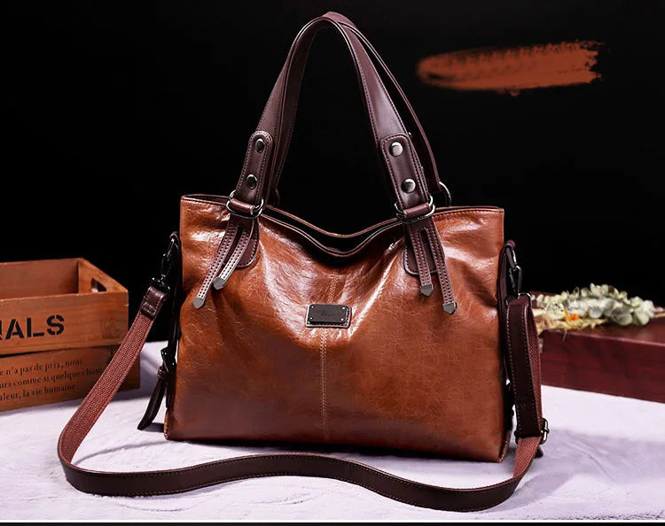 2024 New Fashion Casual Tote Bag Women Handbags Soft Leather Shoulder Bags Vintage Big Capacity Crossbody Hand Bag For Ladies