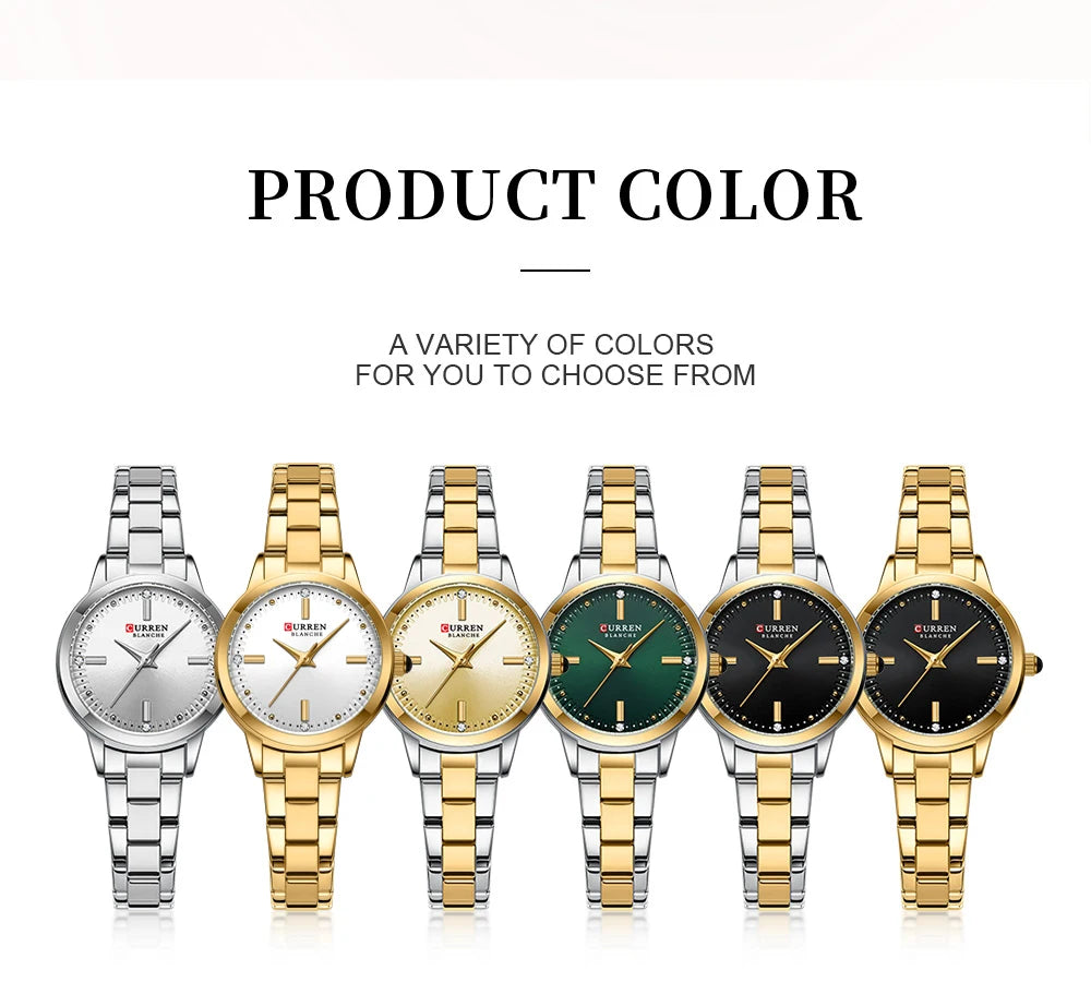 CURREN Original Quartz Watch for Women Fashion Elegant Ladies Watches Stainless Steel Waterproof Women's Wristwatch