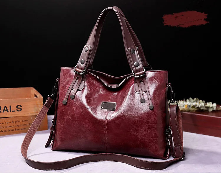 2024 New Fashion Casual Tote Bag Women Handbags Soft Leather Shoulder Bags Vintage Big Capacity Crossbody Hand Bag For Ladies