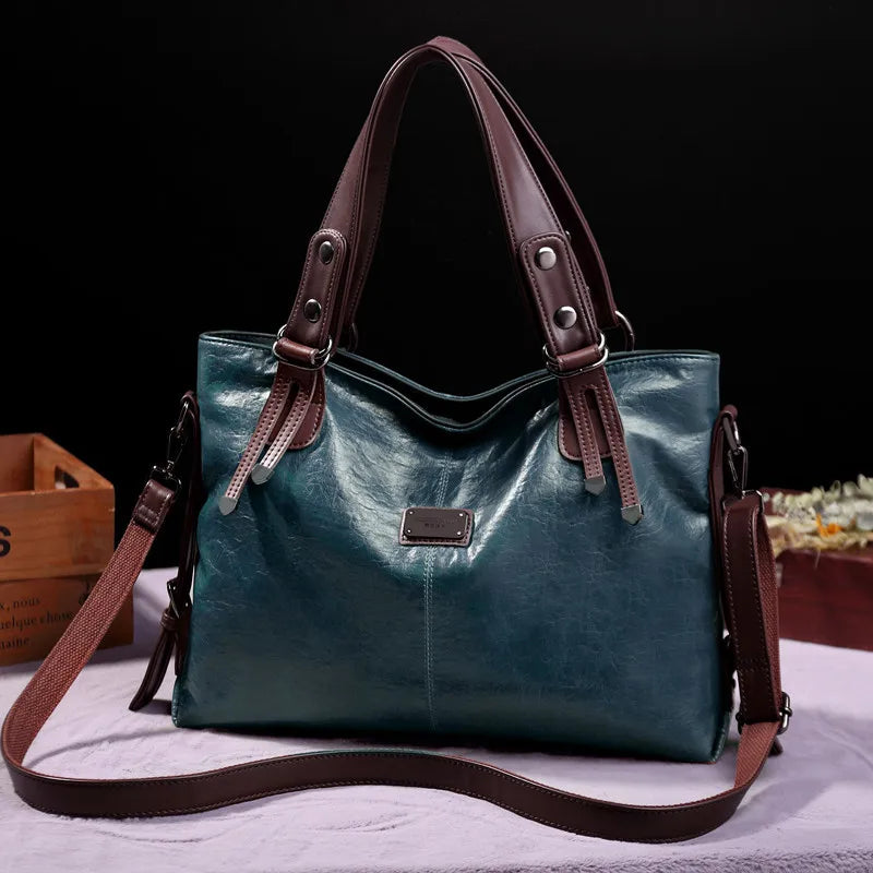 2024 New Fashion Casual Tote Bag Women Handbags Soft Leather Shoulder Bags Vintage Big Capacity Crossbody Hand Bag For Ladies