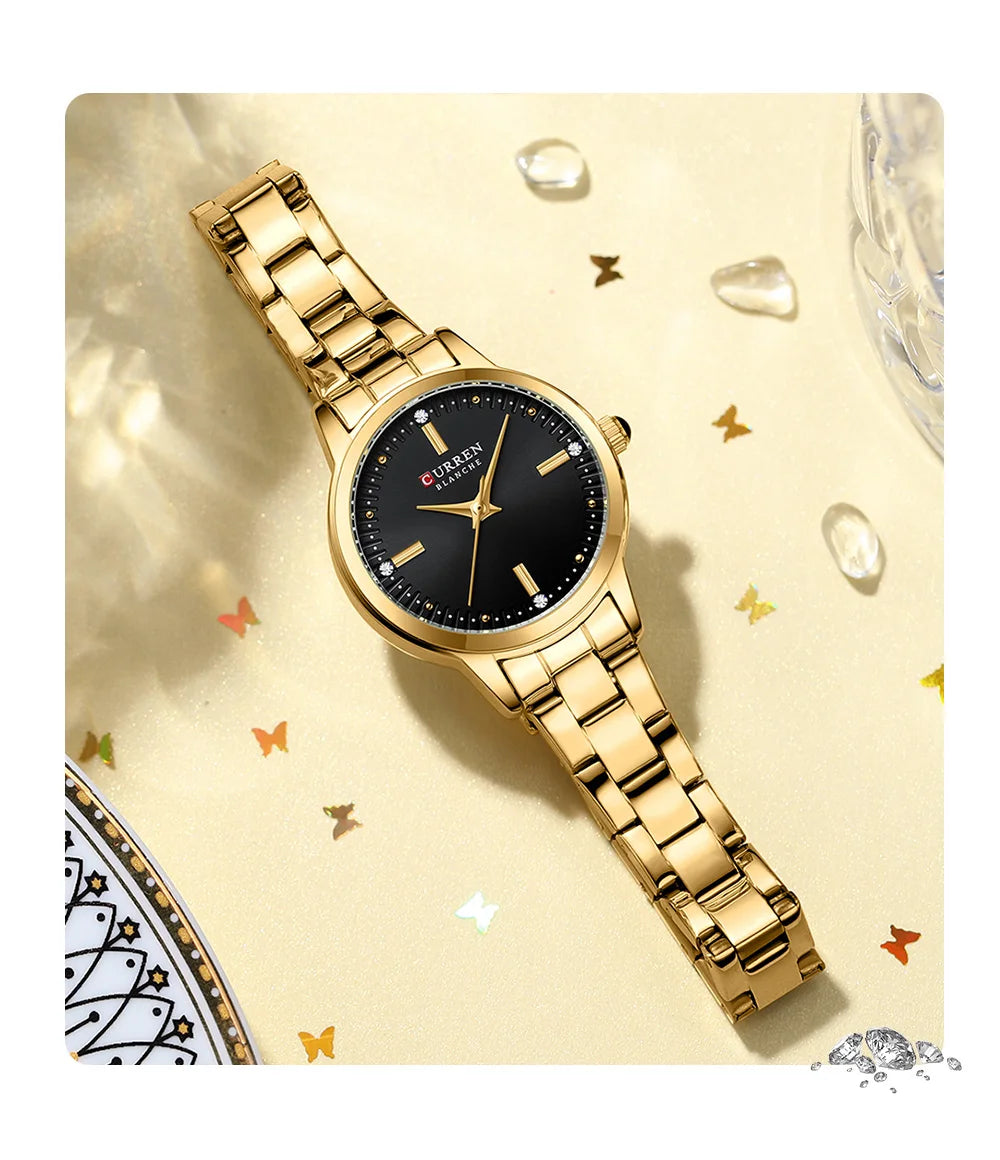 CURREN Original Quartz Watch for Women Fashion Elegant Ladies Watches Stainless Steel Waterproof Women's Wristwatch