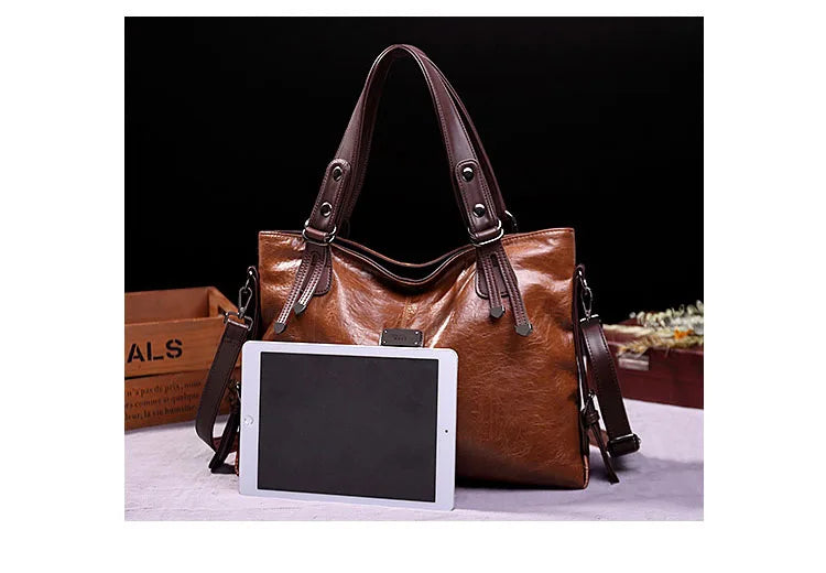 2024 New Fashion Casual Tote Bag Women Handbags Soft Leather Shoulder Bags Vintage Big Capacity Crossbody Hand Bag For Ladies